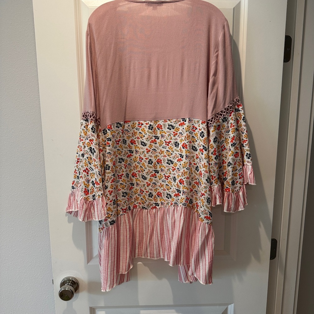 Pink Stripe Floral Kimono - Picture 6 of 7